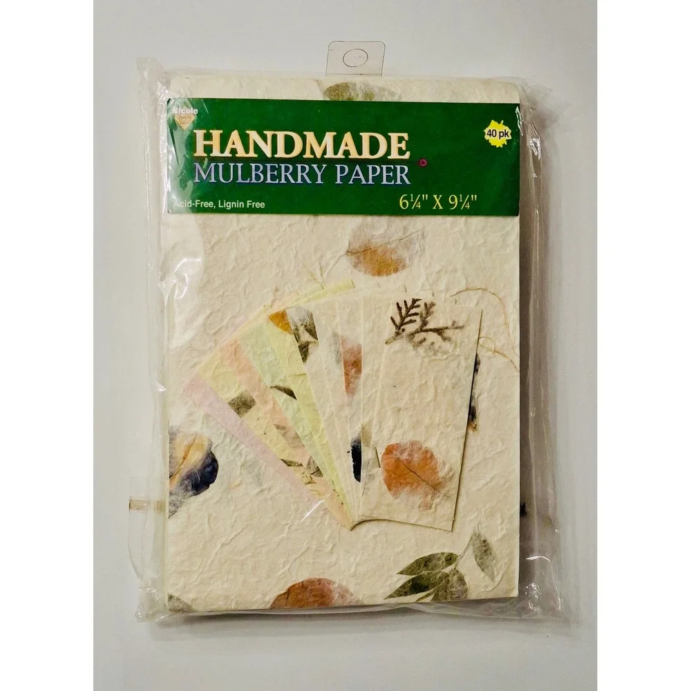 Nicole Handmade Mulberry Paper 40 Sheets Floral Botanical 6.25x9.25